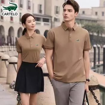 2024 Весна/Лето Новые мужские и женские быстросохнущие рубашки поло из эластичного волокна с вышивкой L