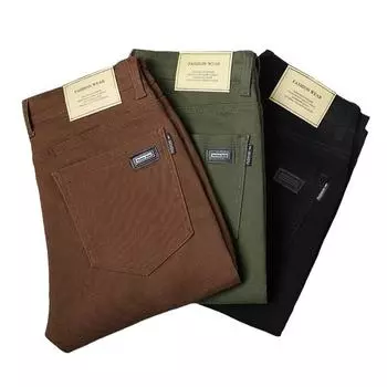 2024 Весна/Лето Новый Сезон Джинсы Эластичные Мужские Прямые Штаны Узкие Универсальные Повседневные Брюки Длинные Брюки 28 коричневый