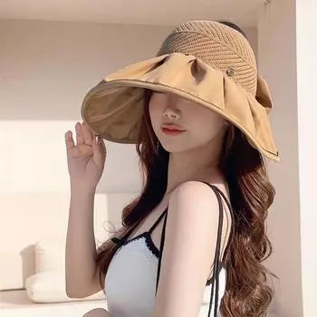 2024 Весна/Лето Рыбацкая шляпа с открытым верхом, шляпа для бассейна, солнцезащитная шляпа, женская шляпа, солнцезащитная пляжная дорожная шляпа, универсальная 56-59cm