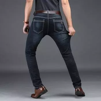 2024 Весна/Лето Тонкие Мужские Джинсы Прямые Трубчатые Свободные Большие Эластичные Мужские Брюки Деловой Повседневный 29 чёрный