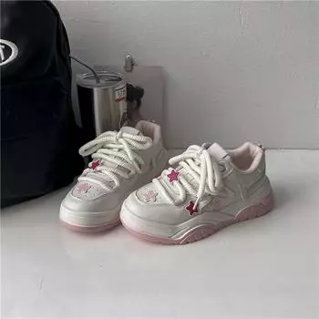 2024 Весна Милые Розовые Кроссовки На Платформе Женские Кроссовки Из Вулканизируемого Материала Белые Дышащие Летние 2024 Повседневные Спортивные Женские Кроссовки 35 розовый