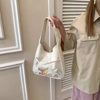 2024 Весна Новая Сумка Через Плечо Подмышкой Модная Студенческая Сумка Для Путешествий Большая Вместимость Модная Сумка Для Женщин чёрный