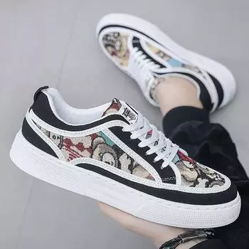 2024 Весна Осень Мужские Кроссовки Принты Шнуровка Повседневная Платформа Вулканизированные Туфли Мужские Противоскользящие Бег Zapatillas Hombre 41