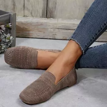 2024 Весна Осень Новые Сетчатые Балетки Женские Сетчатые Дышащие Кроссовки Женские Мокасины Слипоны С Квадратным Носком Размер 43 Zapatos Mujer 35 чёрный