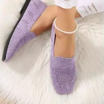 2024 Весна Осень Новые Сетчатые Балетки Женские Сетчатые Дышащие Кроссовки Женские Мокасины Слипоны С Квадратным Носком Размер 43 Zapatos Mujer 36 жёлтый