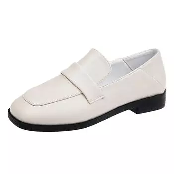 2024 Весна Осень Новые Японские Ретро Лоферы Стиль Для Женщин Квадратный Носок Низкий Каблук Слипоны Неглубокие Туфли Воздухопроницаемые Для Повседневного Использования 35