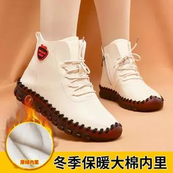 2024 Весна Осень Винтаж Дышащая Обувь Лоферы на Платформе Кожаные Дизайнерские Повседневные Туфли Для Мам На Плоской Подошве Молния 41 42 Зимние Женские Сапоги 35