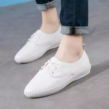 2024 Весна Осень Женские Балетки Мягкие Кожаные Туфли Женские Брендовые Белые Черные Лоферы Плоские Туфли jkm90 35 чёрный