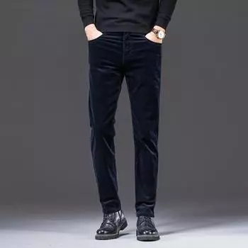 2024 Весна/Осень Зима Вельветовые брюки Мужские повседневные брюки Свободные прямые универсальные бархатные брюки 29 армия зеленый