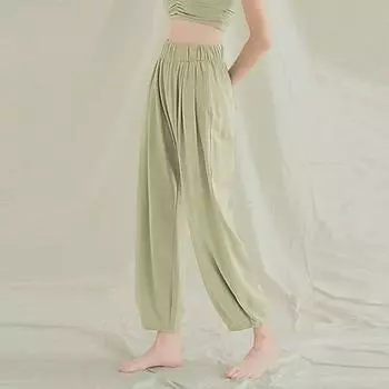 2024 Весна Высокая Талия Быстросохнущие Спортивные Шаровары: Свободные штаны для йоги и танцев Large