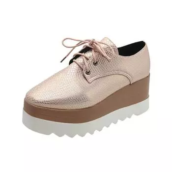 2024 Весна Женская обувь Плоские платформы Серпантин Шнуровка Танкетка Кроссовки Женские Оксфорды Женские балетки Повседневные балетки 35 белый