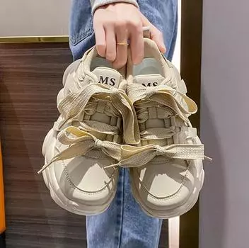 2024 Весна Женские Кроссовки На Массивной Подошве Белые Кроссовки С Увеличенным Круглым Носком Модные Спортивные Женские Кроссовки Из Вулканизируемой Туфли 35 хаки