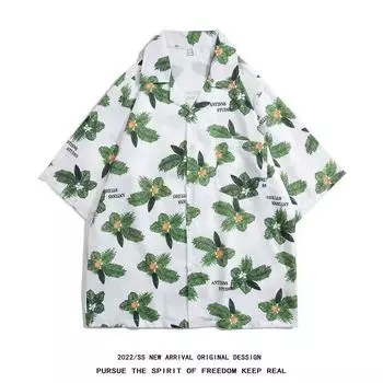 2024 Винтажная мужская рубашка, летняя повседневная студенческая свободная нишевая мужская рубашка для верхней одежды M белый