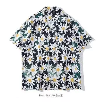 2024 Винтажная рубашка для мужской летней одежды, свободный и нишевый дизайн для студентов, новый забавный мужской топ для верхней одежды M