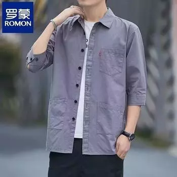 2024 Винтажная рубашка для мужской летней одежды, свободный и нишевый дизайн для студентов, новый забавный мужской топ для верхней одежды M чёрный