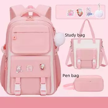 2024 Водонепроницаемый подростковый рюкзак из 3 предметов, модный рюкзак для девочек, женская сумка через плечо, школьный рюкзак для начальной/старшей школы, рюкзаки с защитой позвоночника 3pieces/set