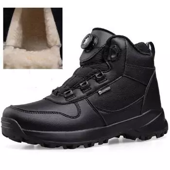 2024 Вращающиеся кнопки мужские зимние ботинки плюшевые теплые зимние ботинки модные мотоциклетные ботинки водонепроницаемая кожаная обувь мужские ботильоны 40 коричневый