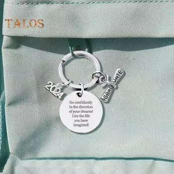 2024 Выпускной Брелок Вдохновляющий Выпускник Средней Школы Колледжа Нержавеющая Сталь Выгравирована Любовь Мама Выпускной Сезон Брелок Подвеска H