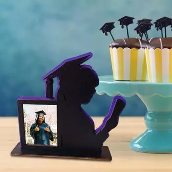 2024 Выпускной Фото Деревянная Рамка Мужской Женский Выпускников Контур 3D Настольный Выпускной Фоторамка Дисплей Выпускной Тематическая Вечеринка Украшение Подарок фиолетовый
