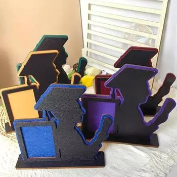 2024 Выпускной Фото Деревянная Рамка Мужской Женский Выпускников Контур 3D Настольный Выпускной Фоторамка Дисплей Выпускной Тематическая Вечеринка Украшение Подарок фиолетовый