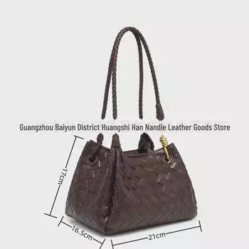 «2024 Высококачественная фактурная тканая сумка-ведро с узловатой фурнитурой»