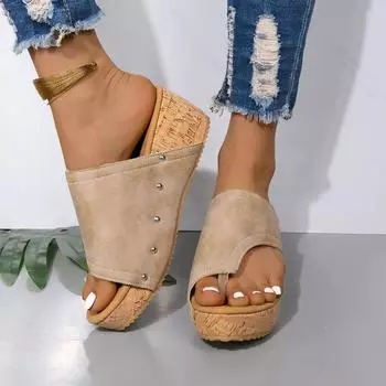 2024 Высококачественная обувь Женские летние женские тапочки на твердой платформе с высоким каблуком Водонепроницаемые лаконичные повседневные пляжные тапочки для женщин 36 бежевый