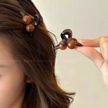 «2024 Высококачественная шпилька кофейного цвета: Маленькая женская заколка-акула для челки и ломких волос