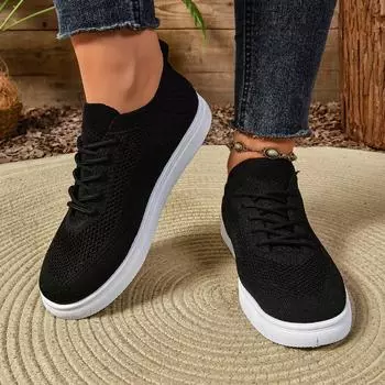 2024 Высококачественная женская обувь для отдыха на природе, женские туфли на плоской подошве, повседневные туфли на плоской подошве, женские туфли с круглым носком и мягкой сеткой 36 чёрный