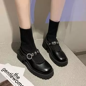 2024 Высококачественная женская обувь, женские сапоги до середины икры, модные современные ботинки с пряжкой на ремне, женская обувь с круглым носком, горячая распродажа 35 чёрный