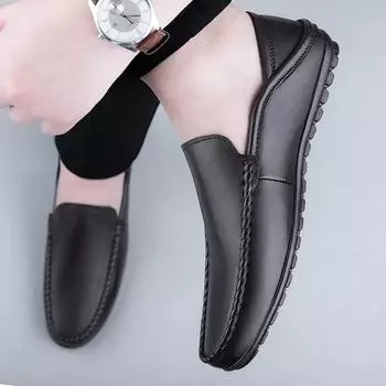 2024 Высококачественные брендовые мужские новые туфли из коровьей кожи с верхним слоем, модные мужские удобные и дышащие низкие мужские туфли 37 чёрный