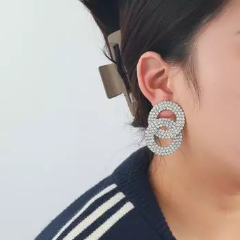 «2024 Высококачественные круглые серьги-кресты со стразами – элегантные модные украшения для женщин» золотой