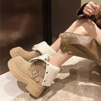 2024 Высококачественные модные новые ботинки для женщин, нескользящие зимние износостойкие женские ботильоны для улицы Botines Mujer 35 бежевый