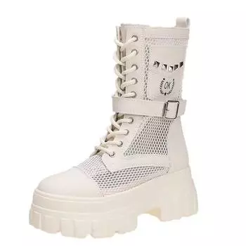 2024 Высококачественные мягкие кожаные женские ботильоны на платформе в готическом стиле, крутые женские армейские ботинки, новая уличная женская обувь на лето 34 жёлтый