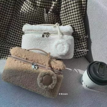 2024 Высококачественные сумки из овечьей шерсти: Зимние сумки-мессенджеры на одно плечо и сумки-ланчбоксы для женщин и девочек 21cm x 13.5cm
