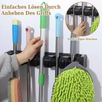 2024 Wall Mounted Mop Holders 5 Position Multi-Functional Broom Hanger Shelf Home Kitchen Storage Plastic Mop Drain Holders