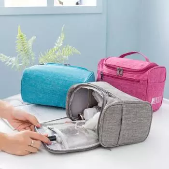 2024 Водонепроницаемый органайзер для косметики для женщин, дорожный органайзер, мужская косметичка, кейс для макияжа, туалетная сумка для ванной комнаты, несессер для мытья чёрный