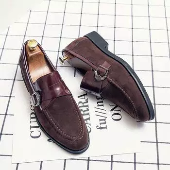 2024 Wedding Dress Casual Mens Loafers Plus Size 46 Designer Buckle Lazy Peas Embroidery Moccasins Suede Leather Shoes for Men 6