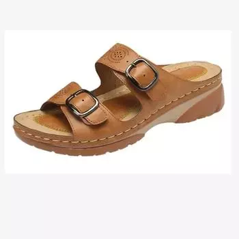 2024 Wedges Sandals Shoes for Women Fashion Belt Buckle Platform Outdoor Walking Slippers Non-slip Open Toe Ladies Shoes 35
