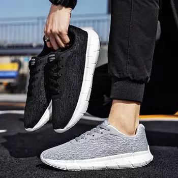 2024 весенне-летние модные кроссовки, мужская модная обувь на плоской толстой подошве, дышащая крутая молодежная мужская обувь, мягкий черный цвет 39 чёрный