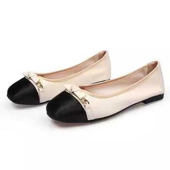 2024 весенне-летняя модная обувь, женские балетки с круглым носком, мягкие туфли на плоской подошве, большие размеры 42, черный, бежевый 35 чёрный