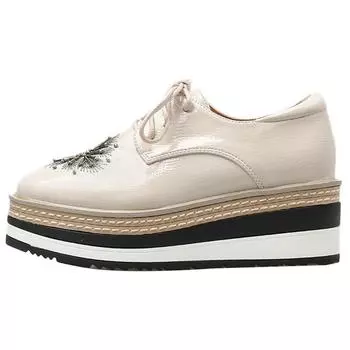 2024 весенние туфли в полоску с резным ремешком, водонепроницаемая обувь на танкетке, повседневная маленькая кожаная обувь на платформе, женские туфли на толстой подошве HZB 34 чёрный