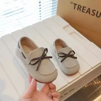 2024 весенняя новая модная детская обувь Мэри Джейн для девочек на плоской подошве с мягкой подошвой, нескользящие простые универсальные детские повседневные лоферы принцессы 23 хаки