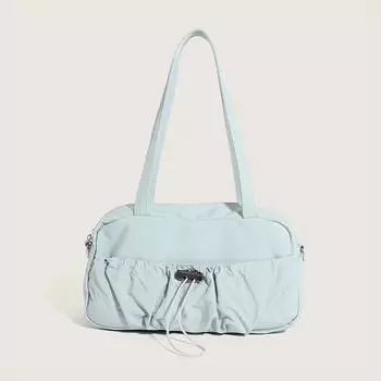 2024 весенняя новая плиссированная дизайнерская сумка на плечо, женская модная универсальная сумка, большая вместительная нейлоновая тканевая сумка подмышками белый