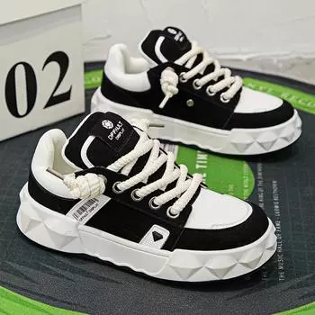 2024 весенняя новая повседневная обувь, мужская обувь для выпечки на толстой подошве, студенческая обувь для старых пап 41 серый