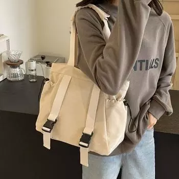 2024 весенняя новая женская спортивная простая и универсальная сумка на одно плечо, легкая и вместительная холщовая сумка-тоут для поездок на работу