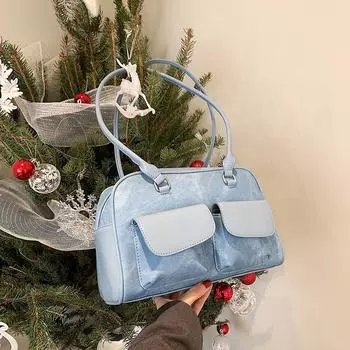 2024 весенняя новая женская сумка на одно плечо, сумка почтальона с двойным карманом, элитная универсальная модная сумка через плечо в западном стиле, ниша