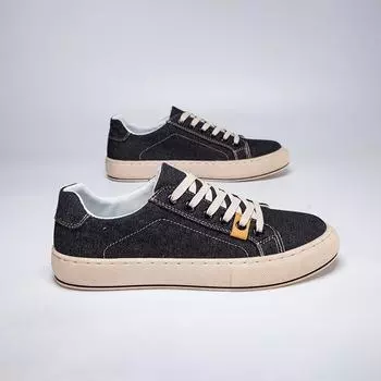 2024 весенняя парусиновая обувь с низким берцем для отдыха на плоской подошве, сезонная обувь для досок, мужская обувь большого размера 39 чёрный