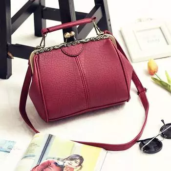 2024 весенняя женская сумка PU женская сумка ретро сумка-клипса узор портативная сумка-мессенджер бордовый