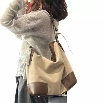 2024 весна и лето новая вместительная матовая сумка через плечо женская сумка сшивание контрастных цветов сумка через плечо подмышкой сумка-тоут коричневый
