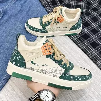 2024 весна и лето новые мужские туфли универсальные повседневные граффити-борды в китайском стиле критические ударные сухие спортивные кроссовки для бега прилив маленькие 39